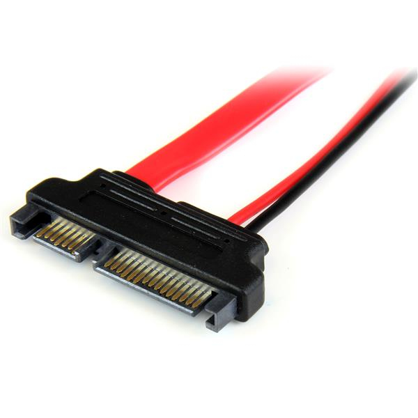 Slimline SATA Female To SATA Adapter With Power 15cm
