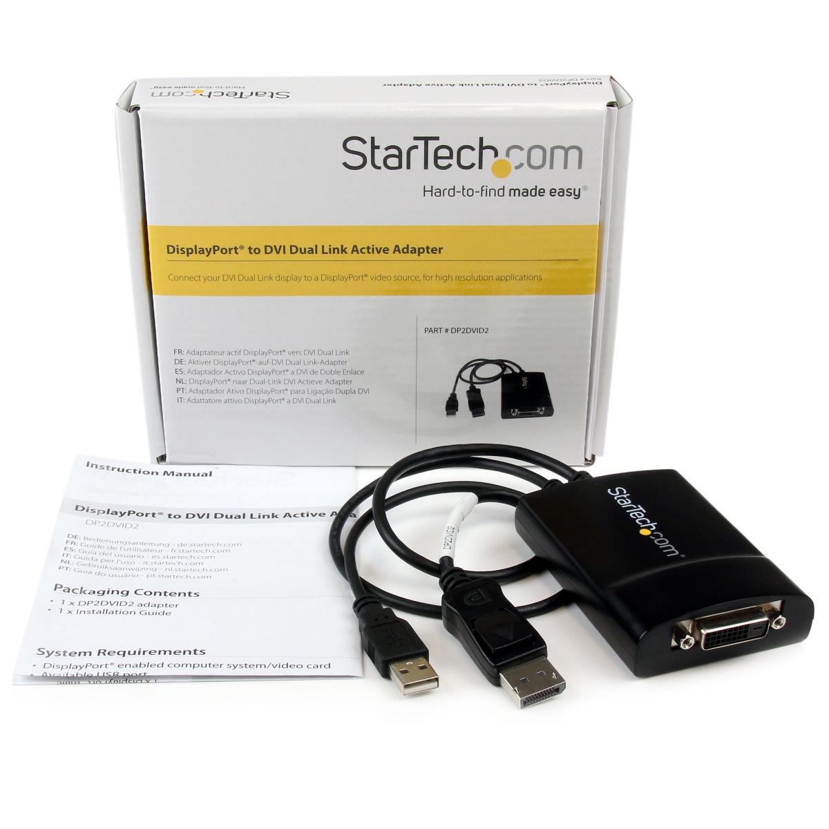 DisplayPort To DVI Dual Link Active Video Adapter Converter - Dp To DVI-d - 2560x1600