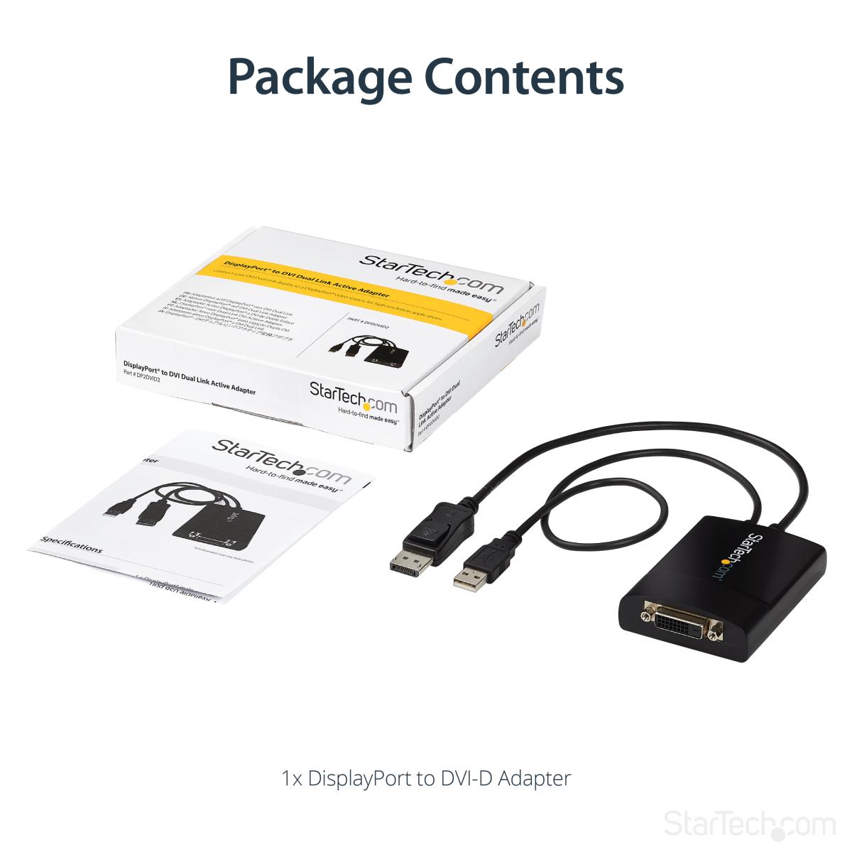 DisplayPort To DVI Dual Link Active Video Adapter Converter - Dp To DVI-d - 2560x1600