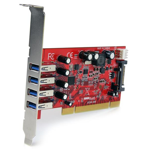 Controller Card Quad Port PCI Superspeed USB 3 With SATA Power