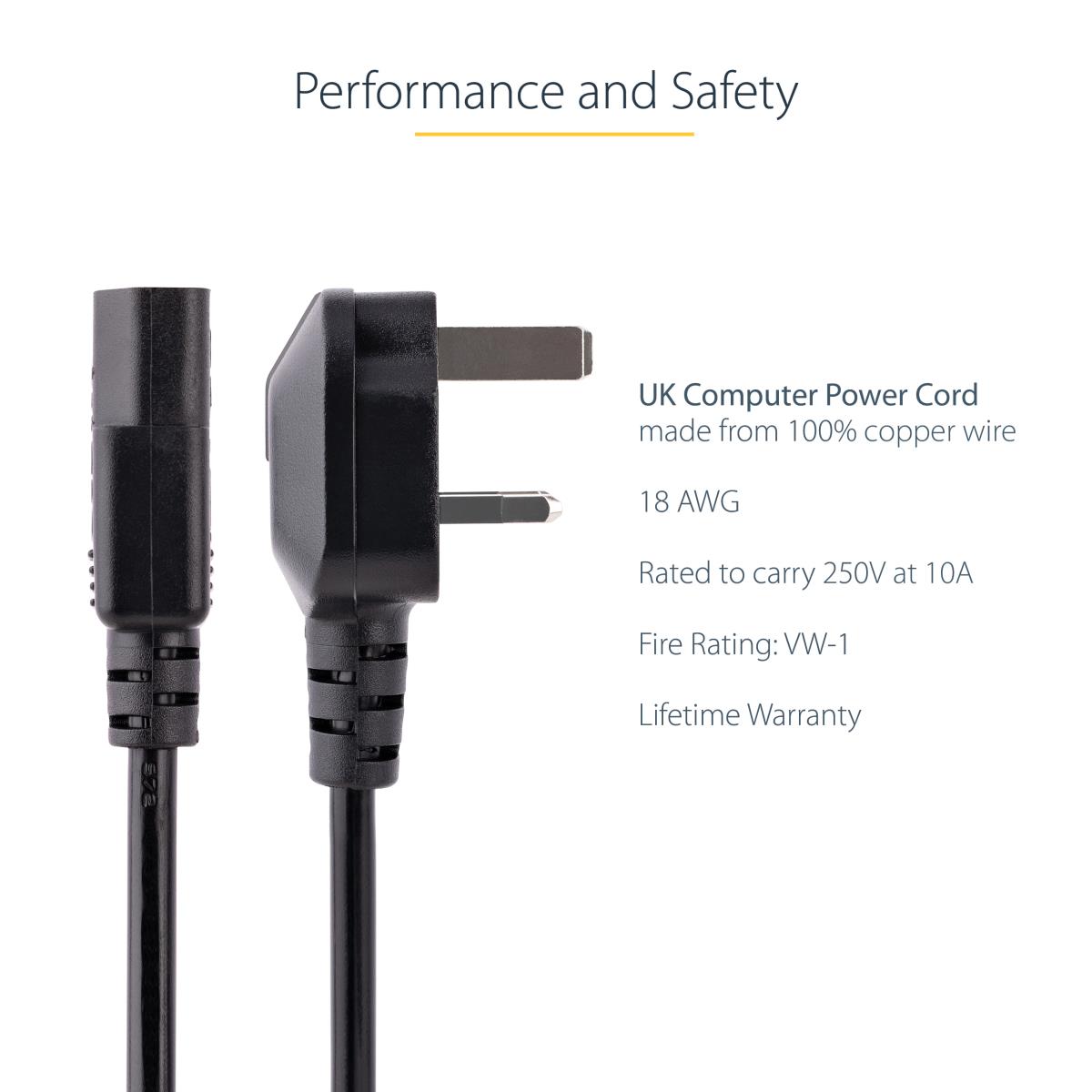 Uk Computer Power Cord Cable 3m (pxt101uk3m)
