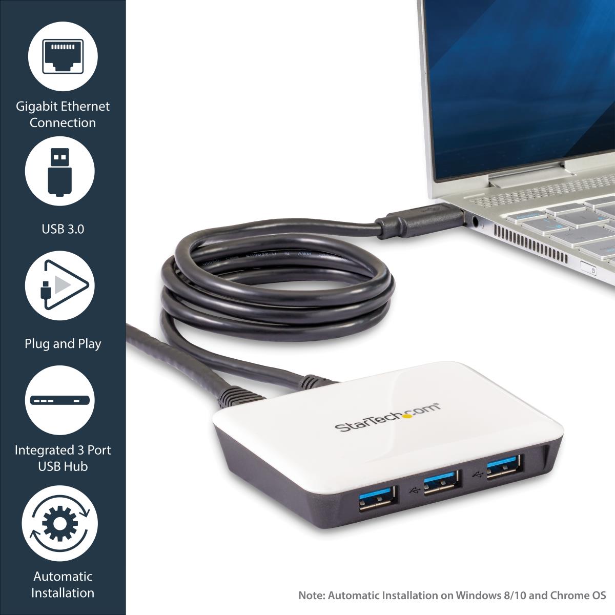 USB Hub With Gigabit Ethernet 3 Port USB 3.0 Superspeed