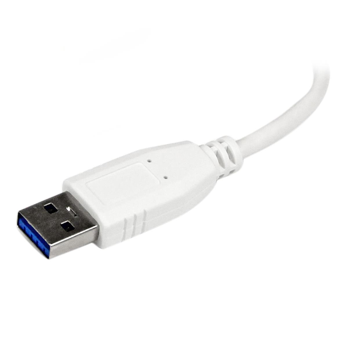 Portable 4 Port Superspeed Mini USB 3.0 Hub - White