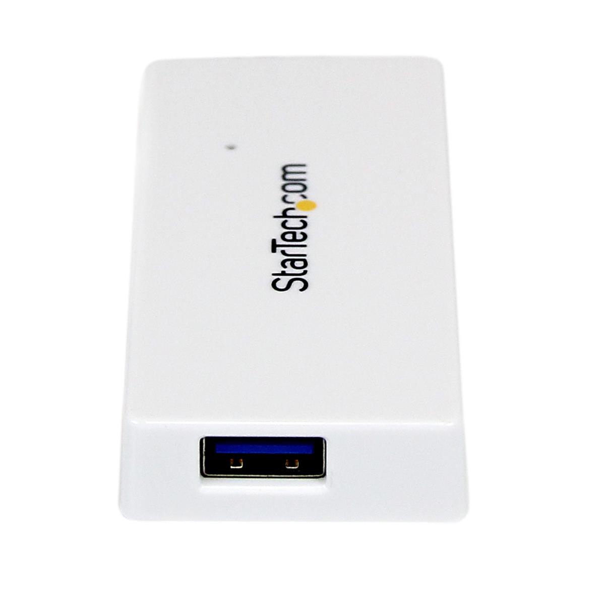 Portable 4 Port Superspeed Mini USB 3.0 Hub - White