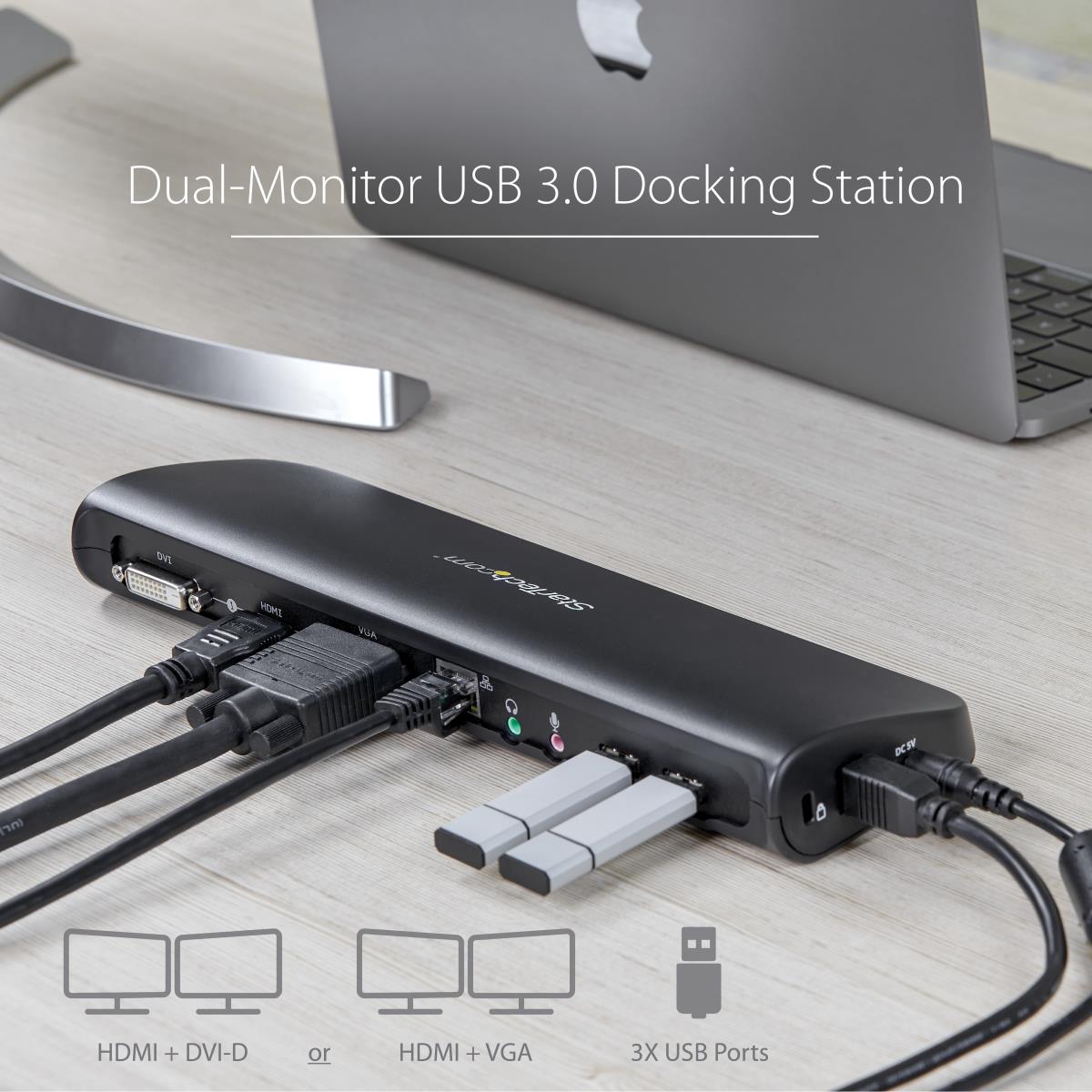 Docking Station - Hdmi DVI Vga Dual Video Universal USB 3.0