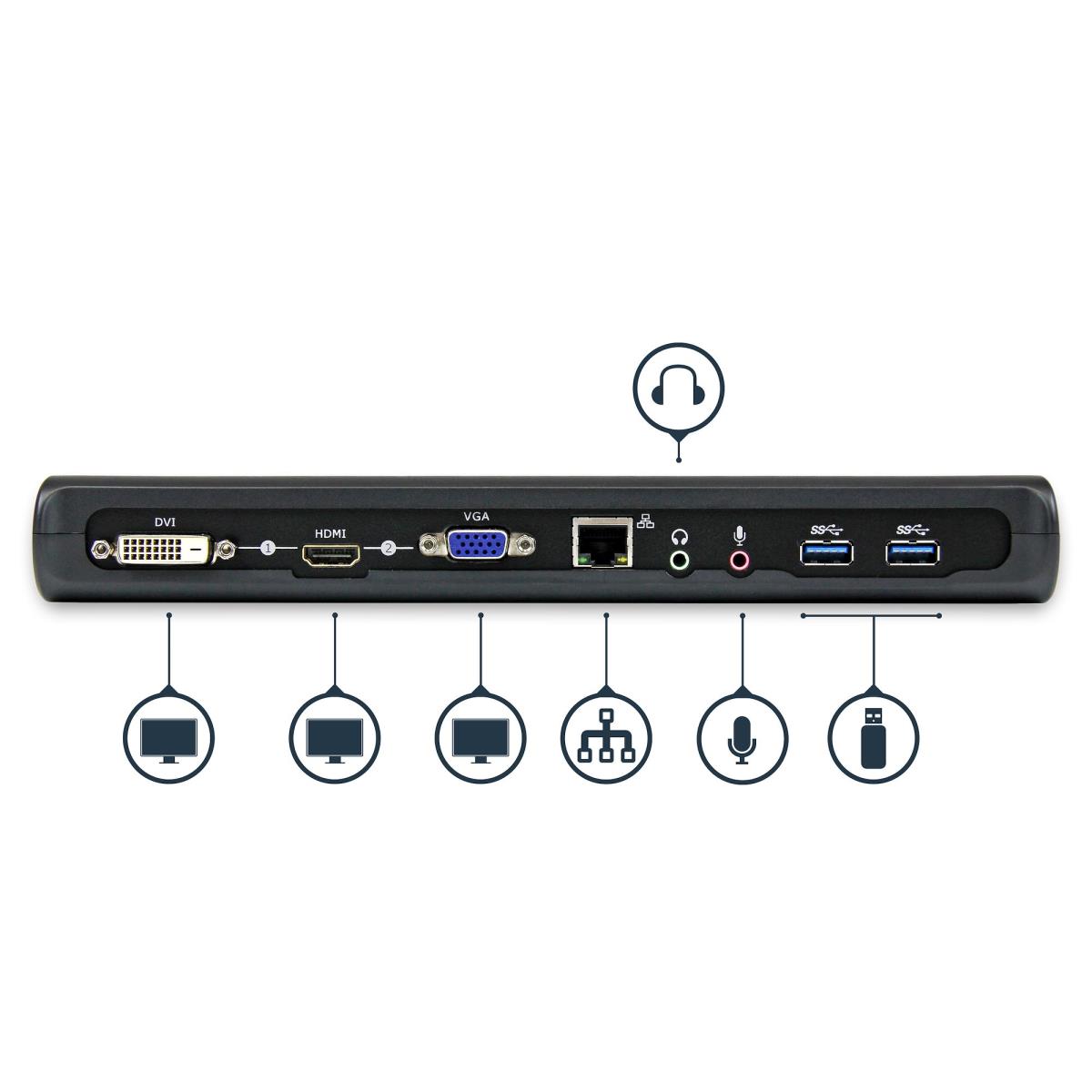 Docking Station - Hdmi DVI Vga Dual Video Universal USB 3.0
