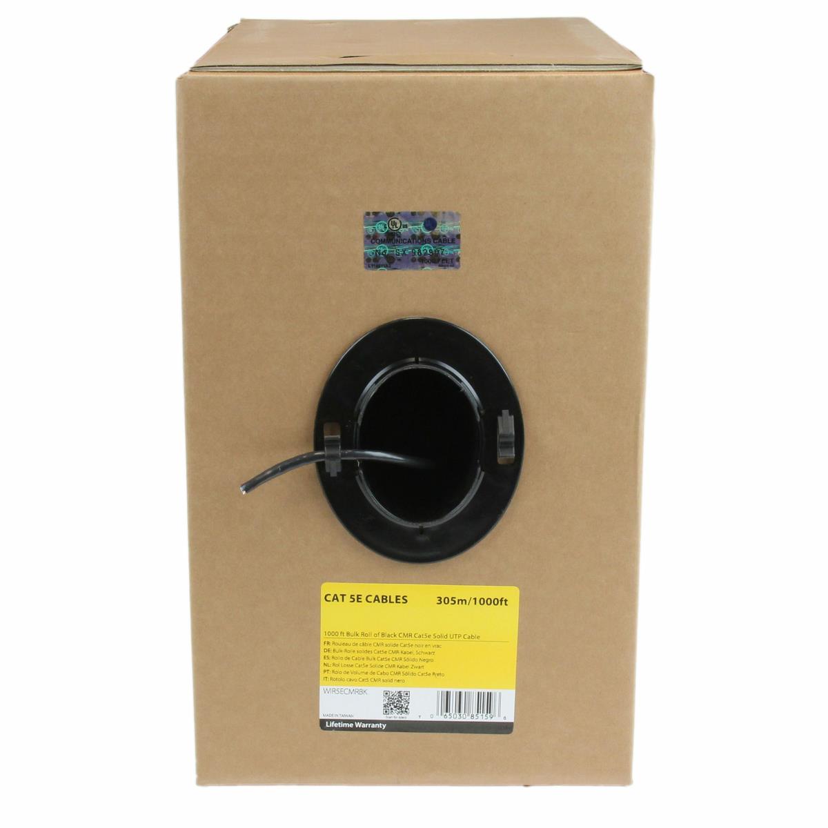 Bulk Cable - Cat 5e - Utp - 305m - Solid - Cmr-rated -black