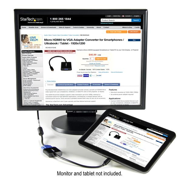 Micro Hdmi Male To Vga Female Adapter 1920x 1080 F/ Ultrabook/tablet