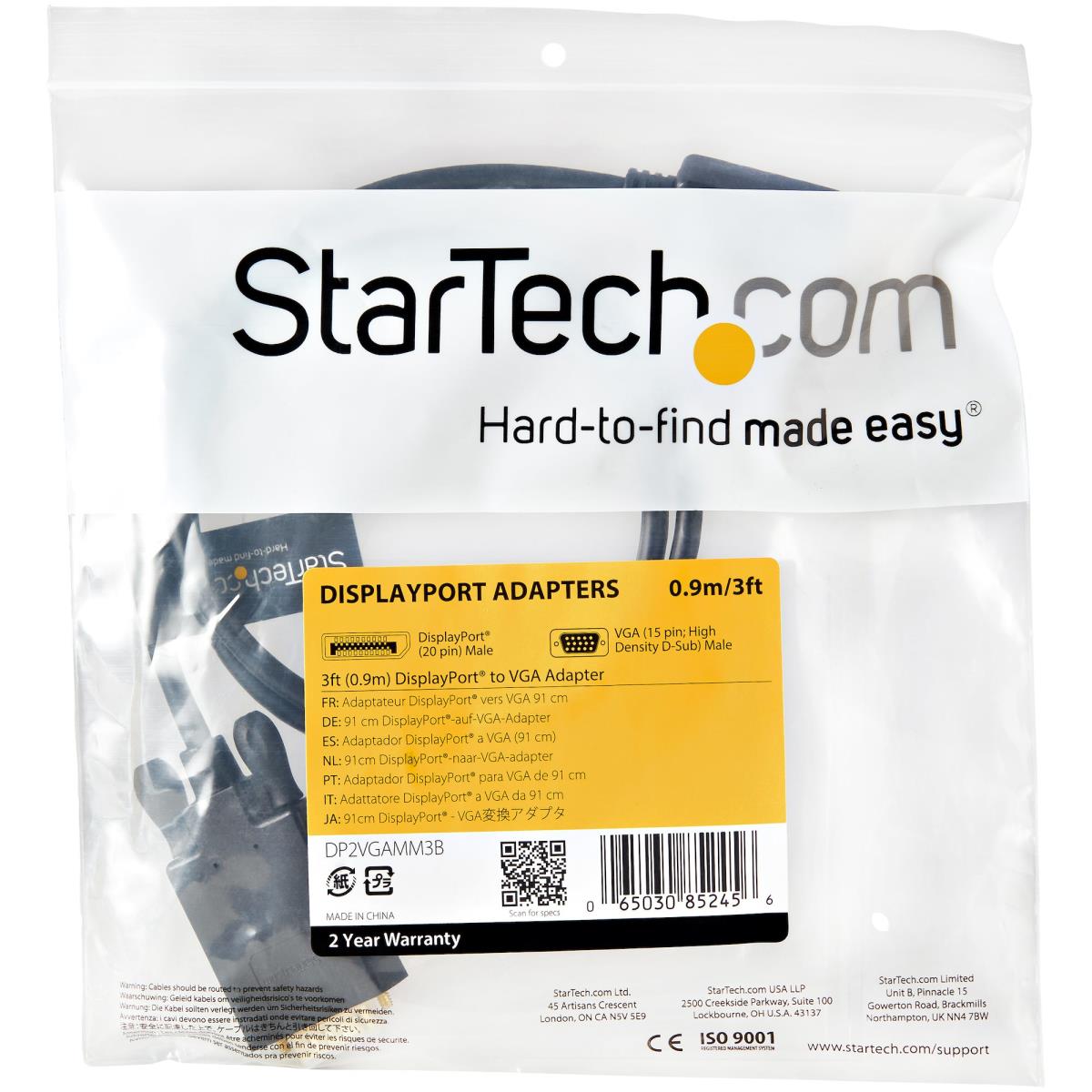 DisplayPort To Vga Adapter Converter - Dp To Vga - 1m Black