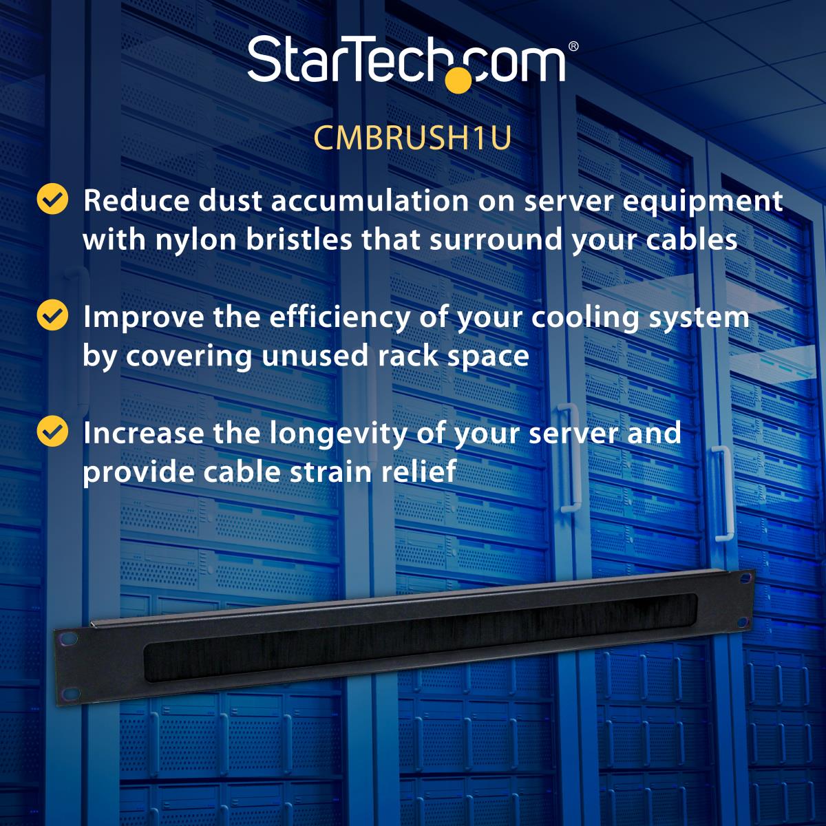 1u Brush Strip Horizontal Server Rack Cable Management Panel
