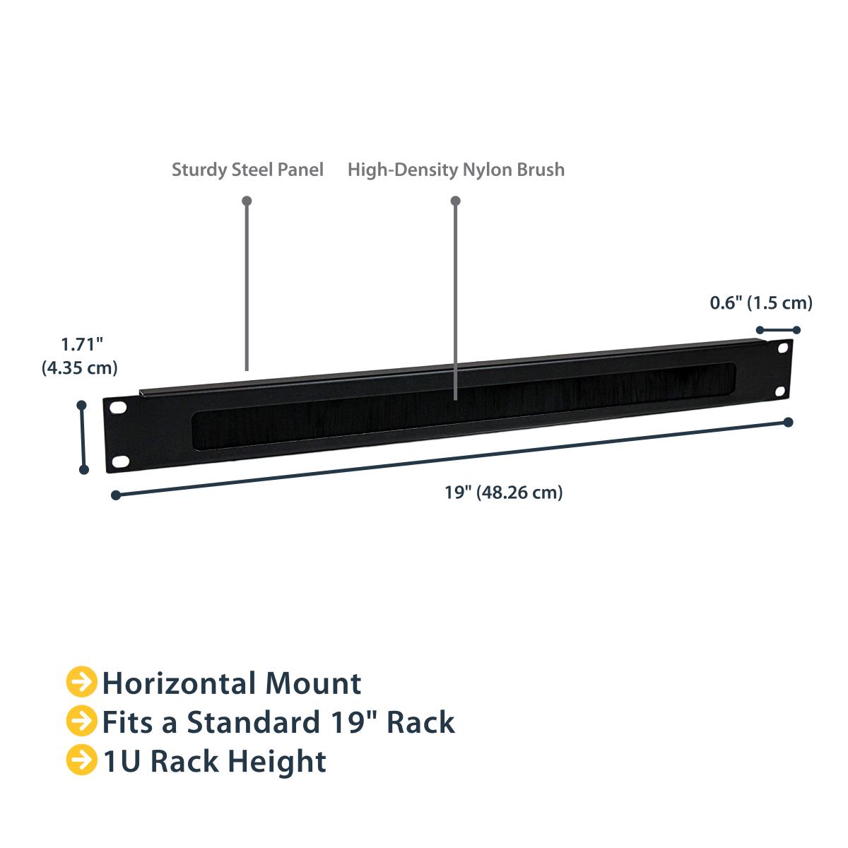 1u Brush Strip Horizontal Server Rack Cable Management Panel