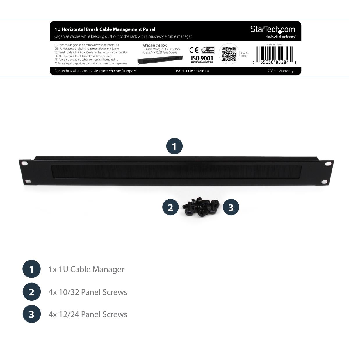 1u Brush Strip Horizontal Server Rack Cable Management Panel