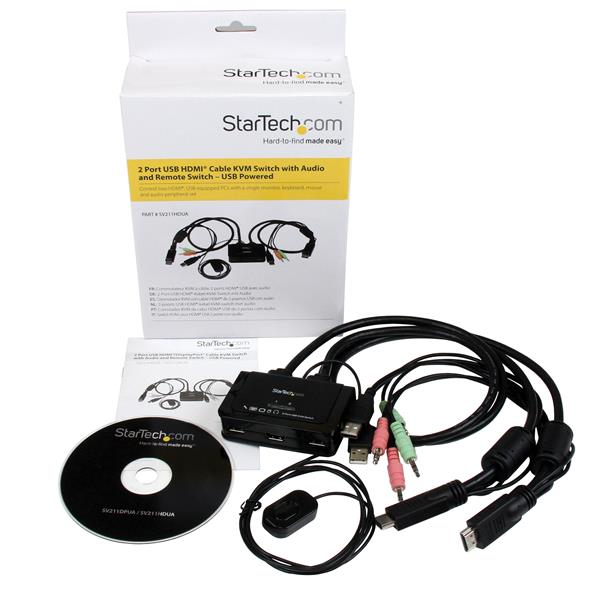 KVM Switch 2 Port USB Hdmi Cable With Audio And Remote Switch - USB Powered