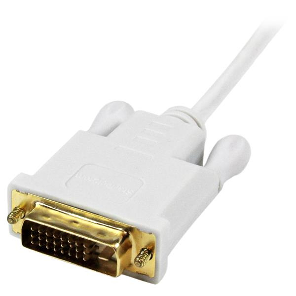 Mini DisplayPort To DVI Active Adapter Converter Cable - Mdp To DVI White 1m