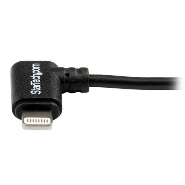 Angled Black Apple 8-pin Lightning Connector To USB Cable For iPhone / iPod / iPad 2m