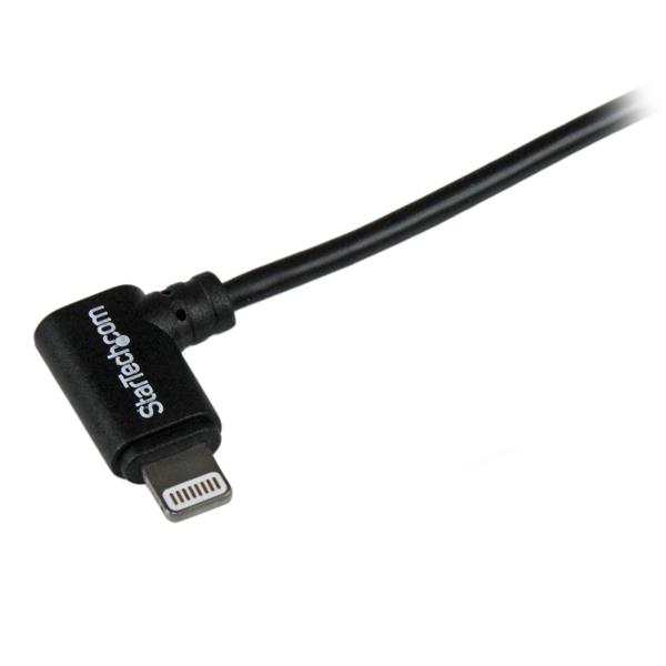 Angled Black Apple 8-pin Lightning Connector To USB Cable For iPhone / iPod / iPad 2m