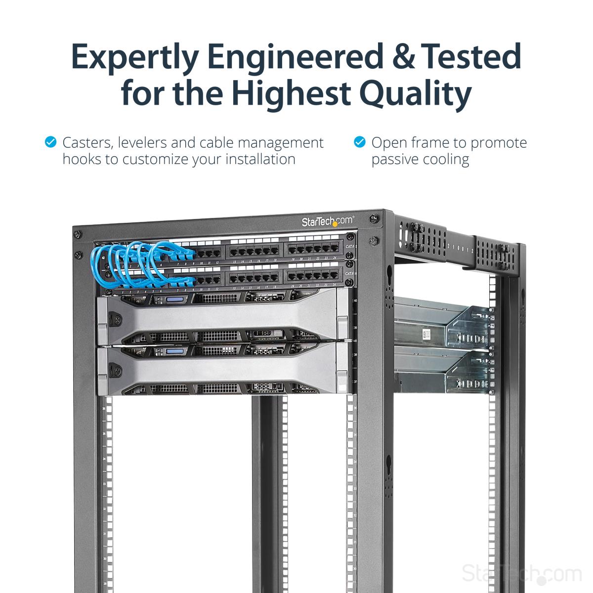 Server Rack - Open Frame Adjustable Depth 4 Post Rack 42u