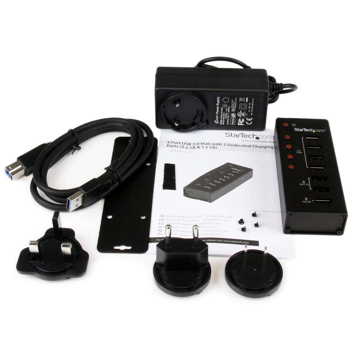 Ac Powered USB 3 Hub With 3 Dedicated Charge Ports 4 Port