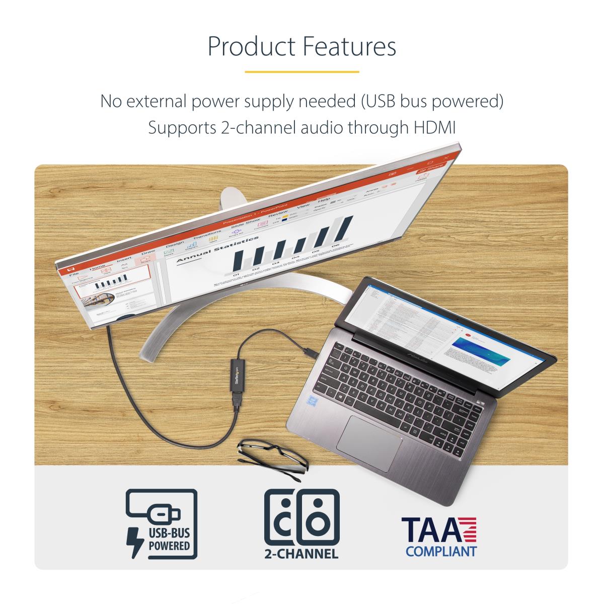 External Video Card Multi Monitor Adapter - Slim USB 3.0 To Hdmi