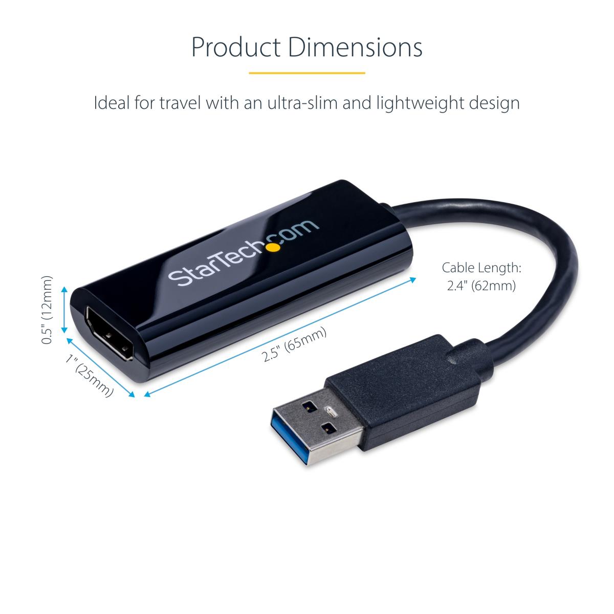 External Video Card Multi Monitor Adapter - Slim USB 3.0 To Hdmi