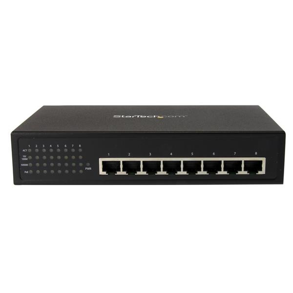 Unmanaged Industrial Gigabit Power Over Ethernet Switch 8 Port 802.3af/at Poe+ - Wall Mountable