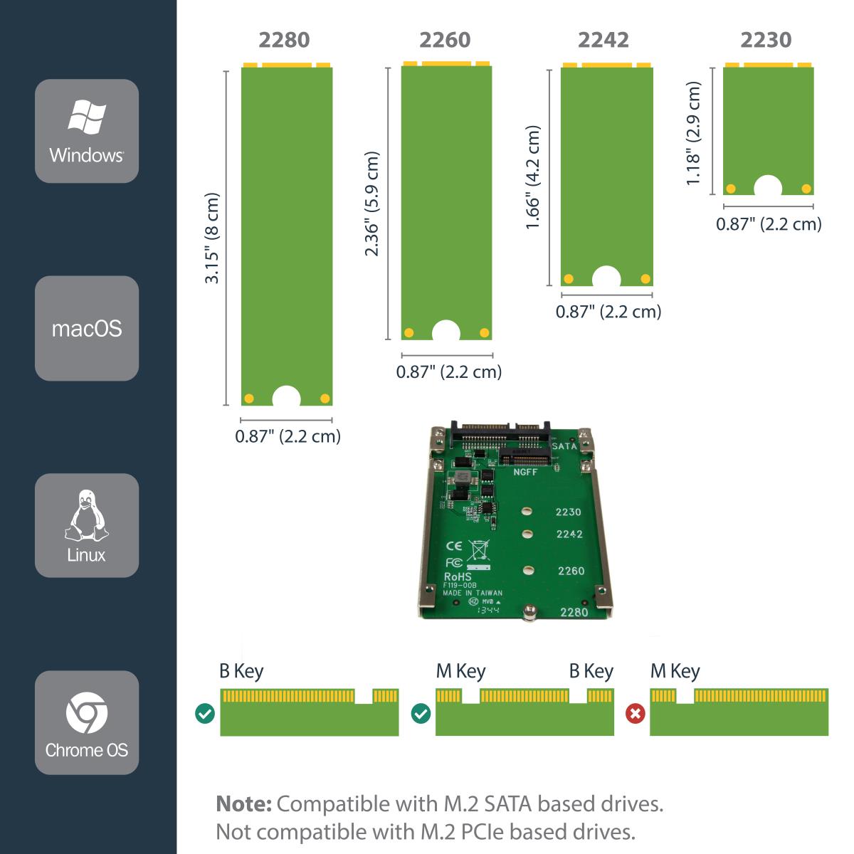 M.2 SSD To 2.5in SATA Adapter - Ngff SSD To SATA Converter