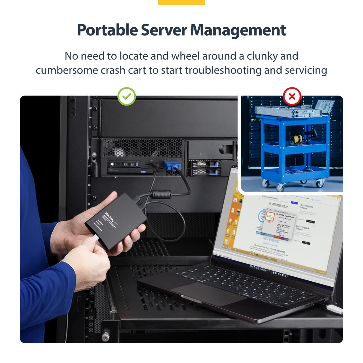 KVM Console To Laptop USB 2.0 Portable Crash Cart Adapter With File Transfer