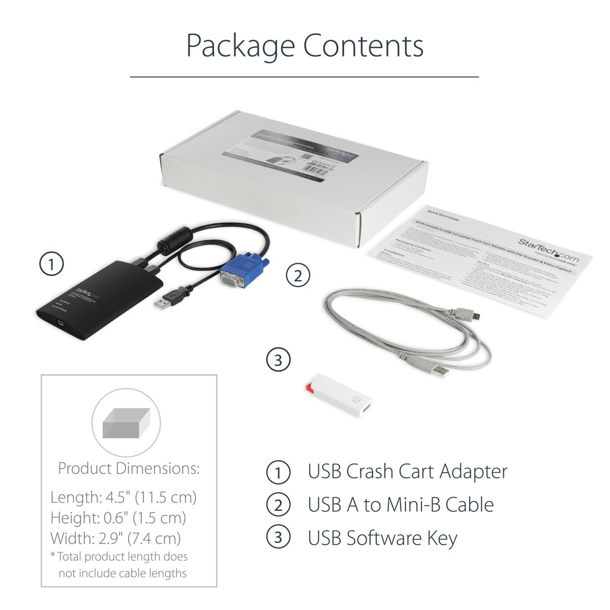 KVM Console To Laptop USB 2.0 Portable Crash Cart Adapter With File Transfer
