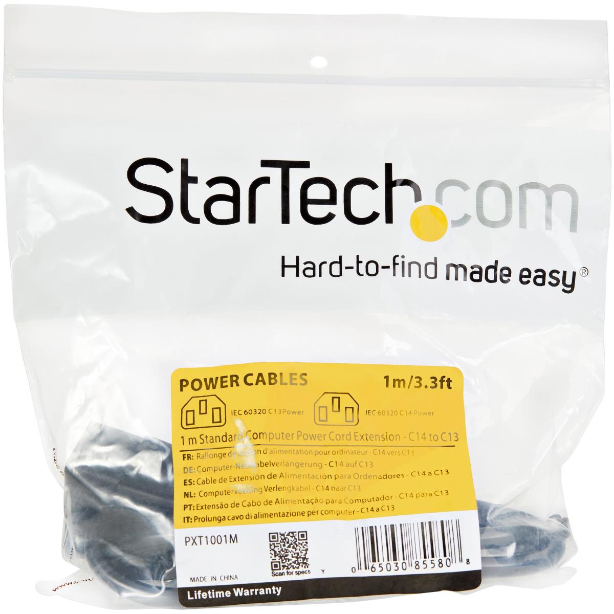 Computer Power Cord Extension 14 Awg - C14 To C13 1m