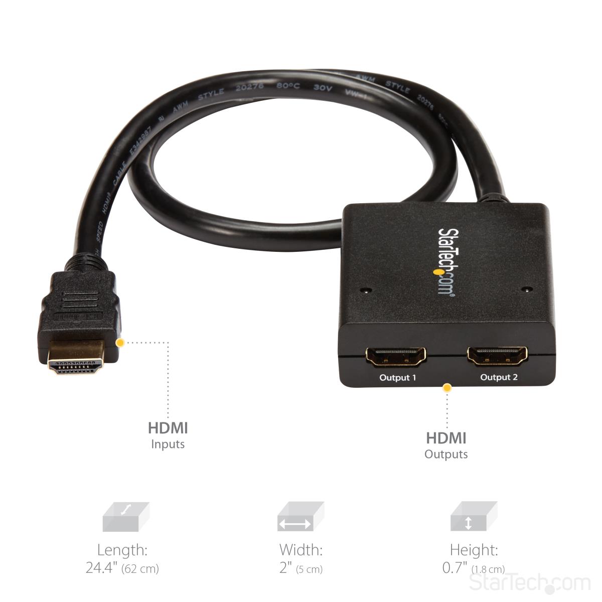 Video Splitter Hdmi 2-port 4k Powered By USB Or Power Adapter