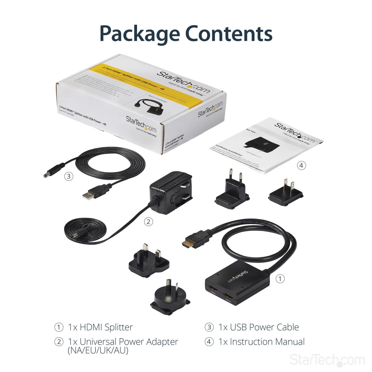 Video Splitter Hdmi 2-port 4k Powered By USB Or Power Adapter