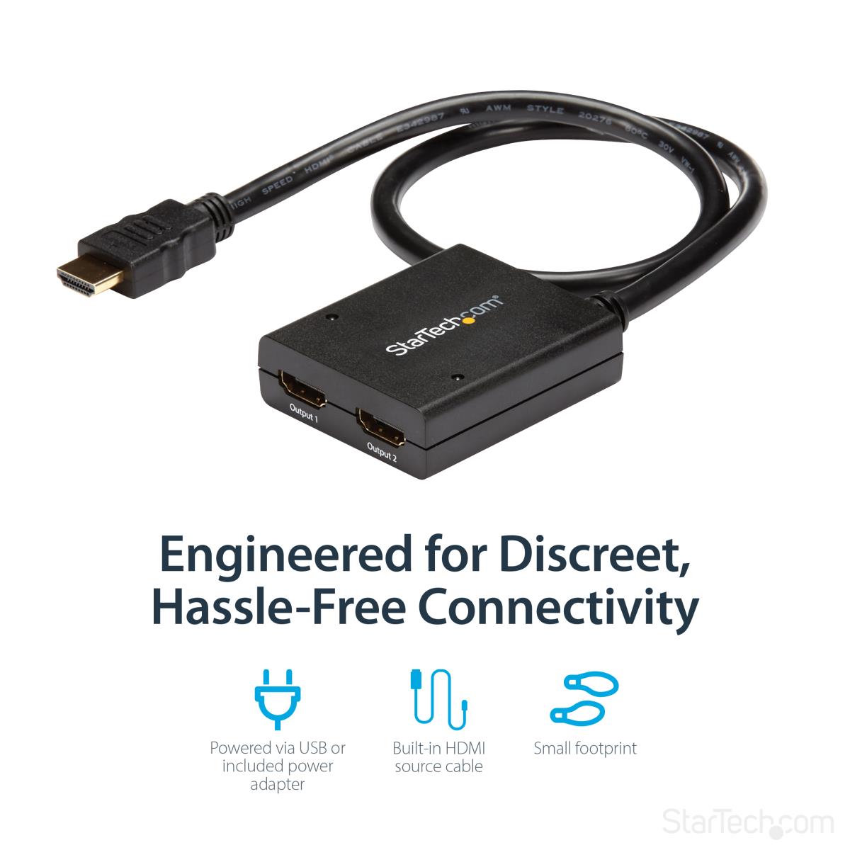 Video Splitter Hdmi 2-port 4k Powered By USB Or Power Adapter