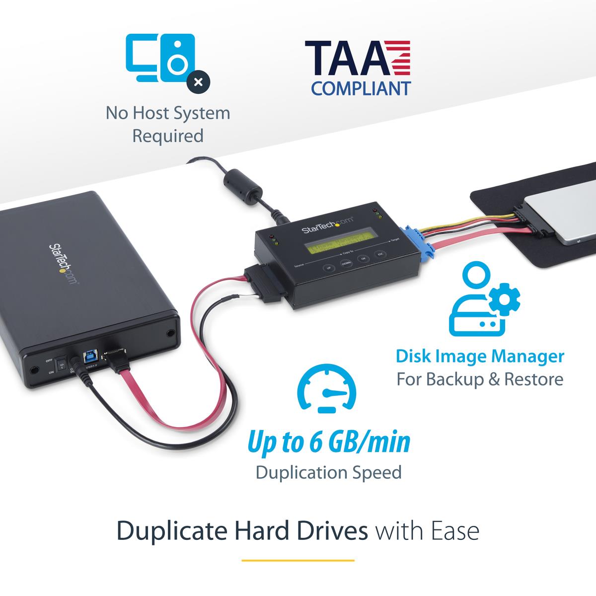 HDD SSD Duplicator Standalone 2.5/3.5in SATA W/ Image Library