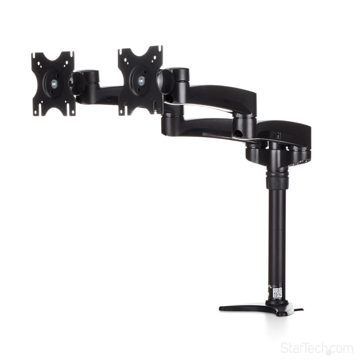 Articulating Dual Monitor Arm - Grommet / Desk Mount With Cable Management & Height Adjust - Dual Mo