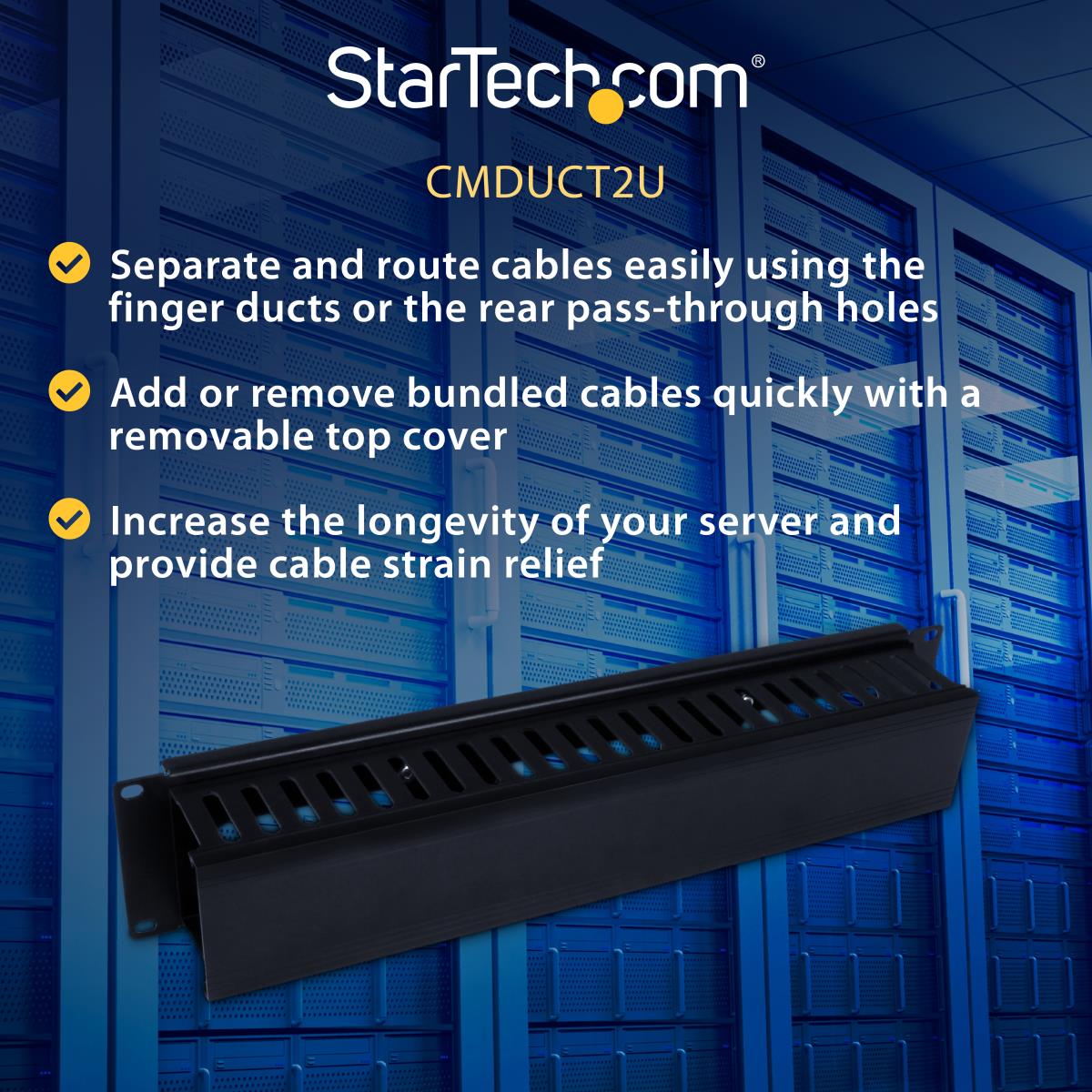 Horizontal Finger Duct Rack Cable Management Panel With Cover 2u