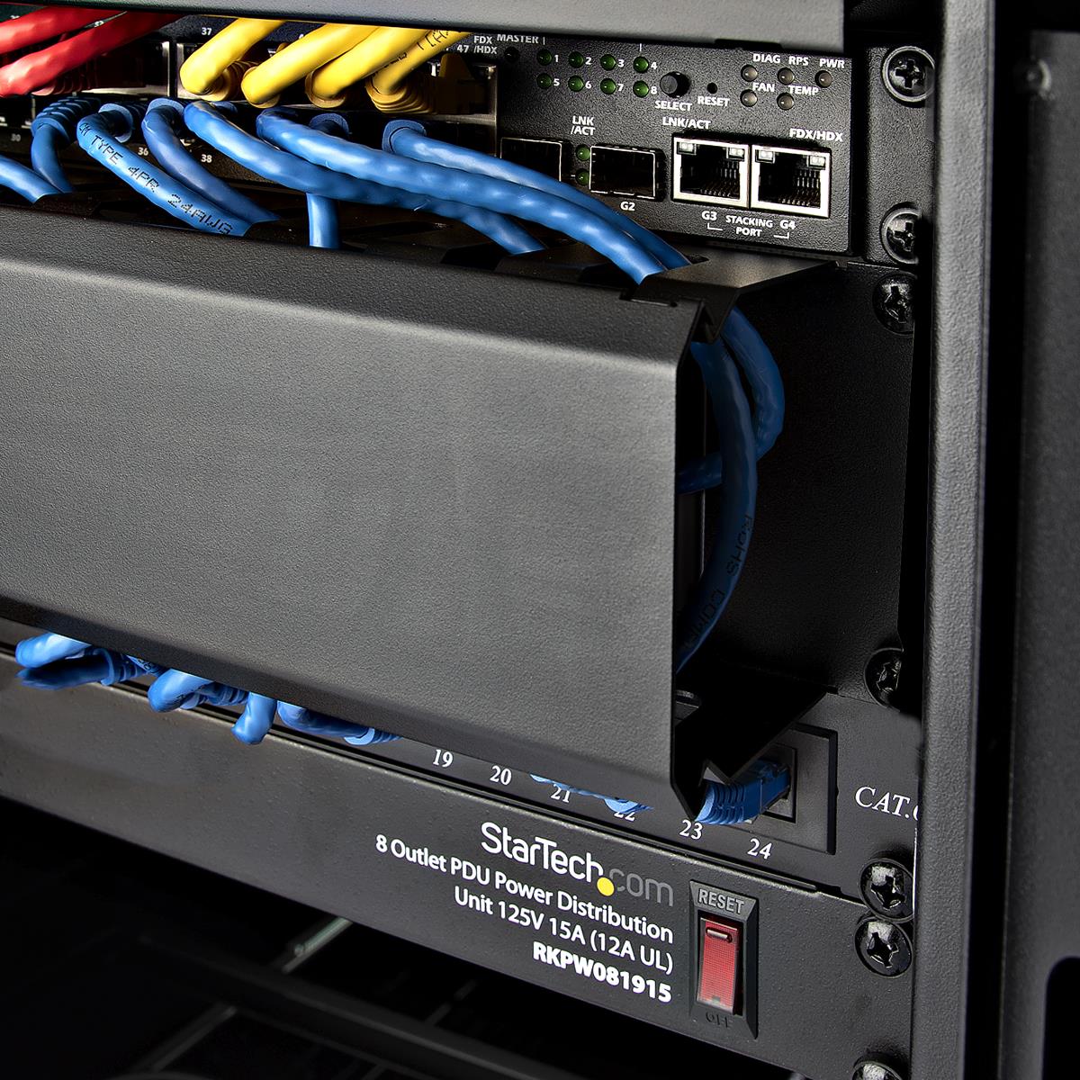 Horizontal Finger Duct Rack Cable Management Panel With Cover 2u