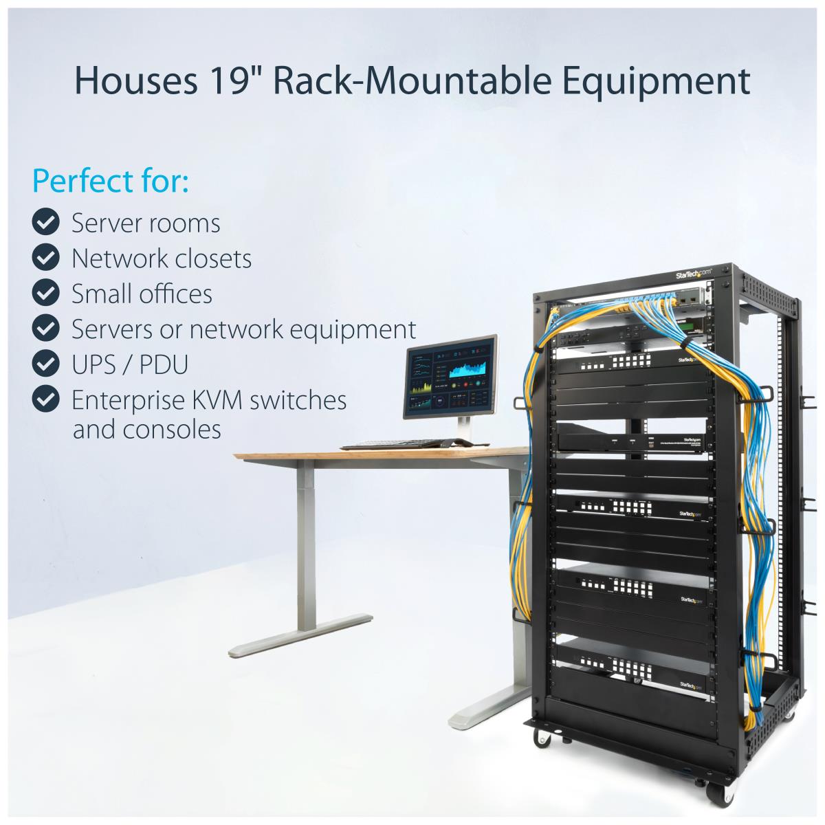 Adjustable Depth 4 Post Open Frame Server Rack Cabinet 25u