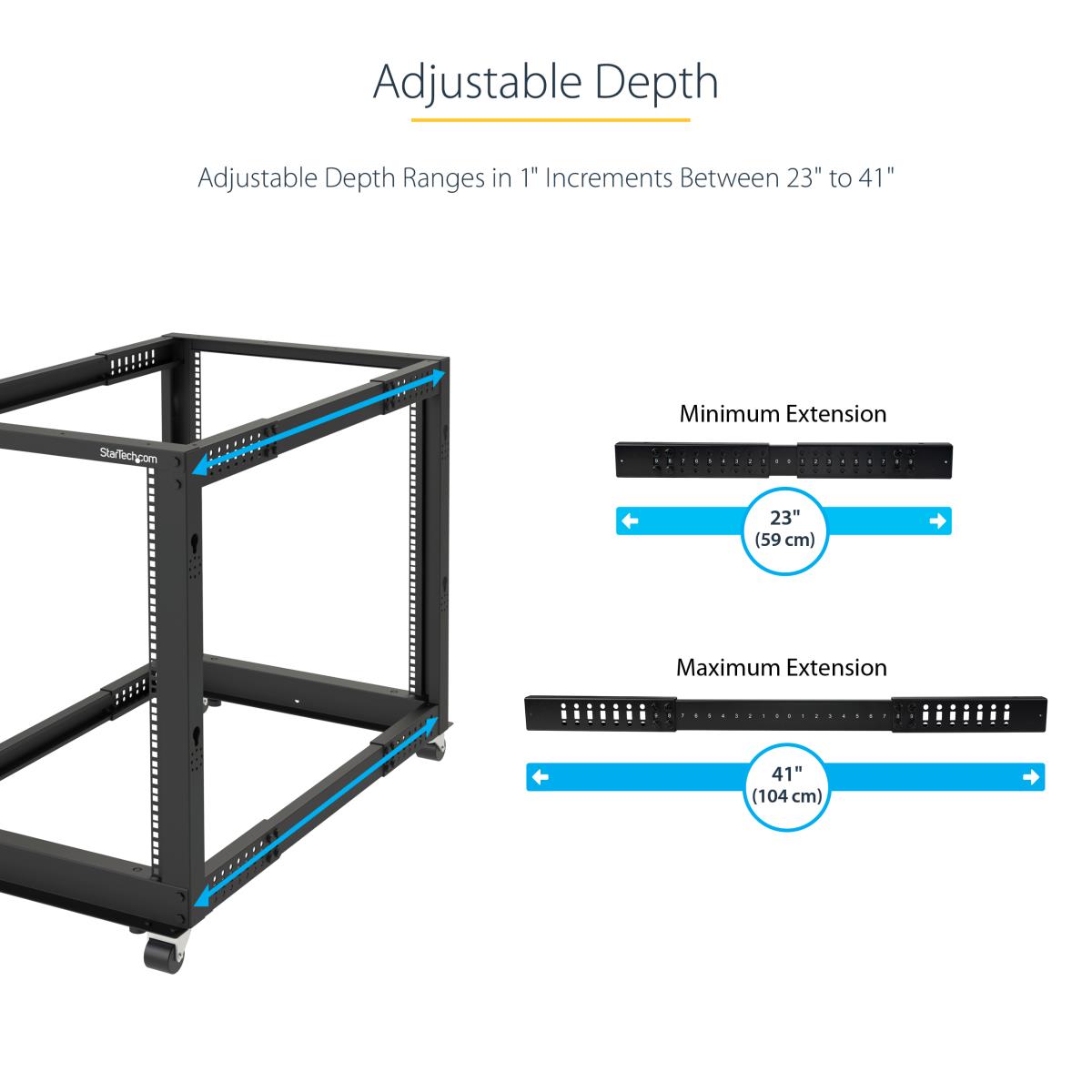 Adjustable Depth 4 Post Open Frame Server Rack Cabinet 25u