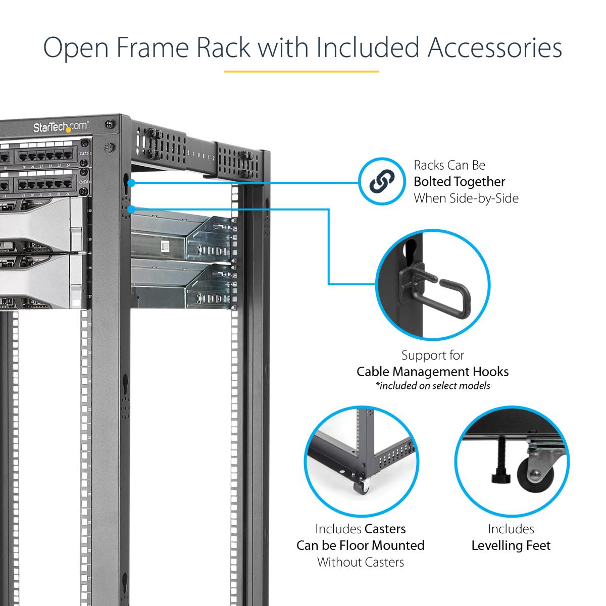 Adjustable Depth 4 Post Open Frame Server Rack Cabinet 25u