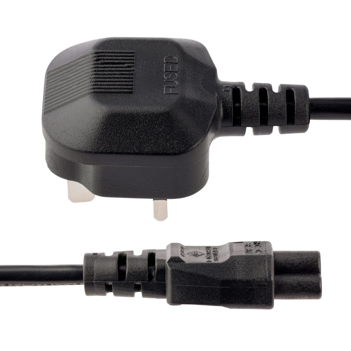 Laptop Power Cord - 3 Slot For Uk - Bs-1363 To C5 Clover Leaf Power Cable Lead 2m
