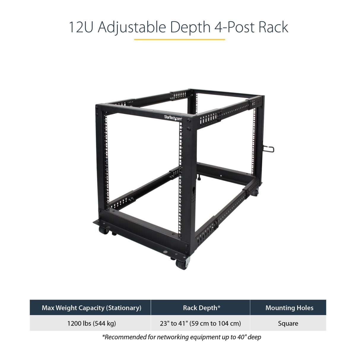 Server Rack - Open Frame Adjustable Depth 12u 4 Post Rack