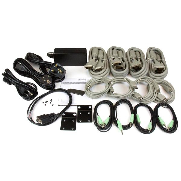 KVM Switch 4 Port DVI USB With Dual DVI Console And Quad-view 4-in-1 Display