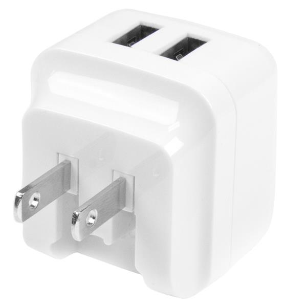 Dual-port USB Wall Charger - International Travel - 17w/3.4a - White
