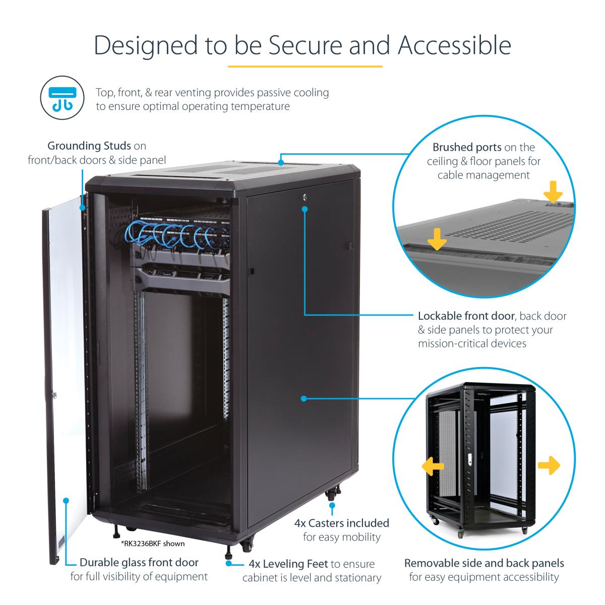 Knock-down Server Rack Cabinet With Casters 25u 36in