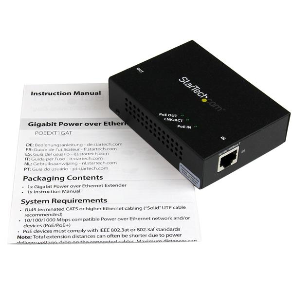 Gigabit Poe+ Extender - 802.3at/af - 100m