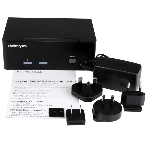 KVM Switch Dual Vga With Audio USB Hub 2port USB 2.0