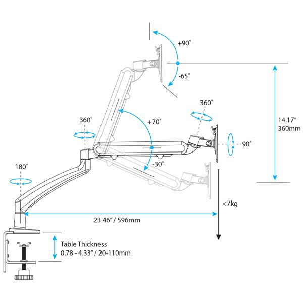 Slim Articulating Monitor Arm With Cable Management, Grommet Or Desk Mount