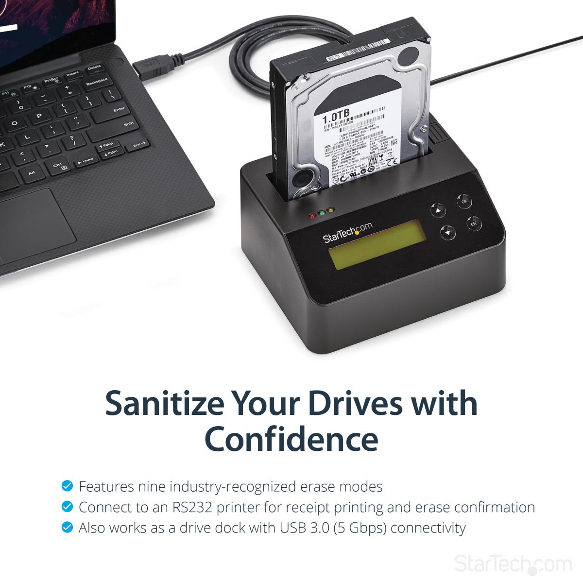 Dock  - Drive Eraser And For 2.5 / 3.5in SATA SSD / HDD - USB 3.0