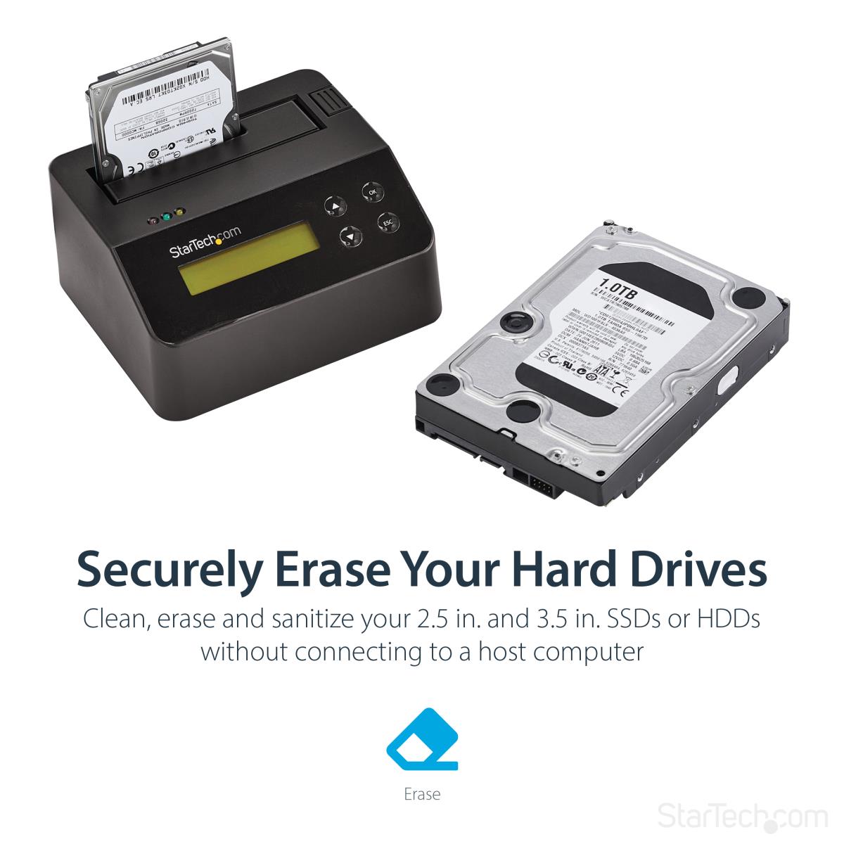 Dock  - Drive Eraser And For 2.5 / 3.5in SATA SSD / HDD - USB 3.0