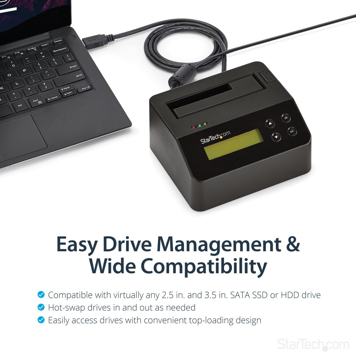 Dock  - Drive Eraser And For 2.5 / 3.5in SATA SSD / HDD - USB 3.0